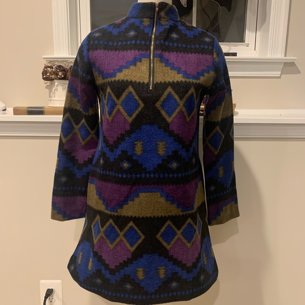 Geometric print thermal shirt dress